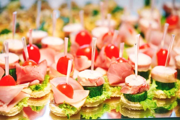 Assortment Canapes Banquet Service — Stock Photo, Image