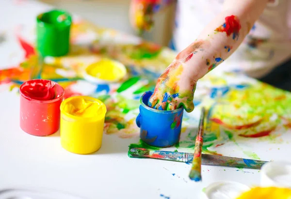 Mamá Hija Pintan Sobre Lienzo Escuela Dibujo — Foto de Stock