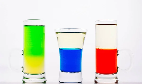 Alcoholic Shorts Multi Colored Cocktails Close — Stock Photo, Image