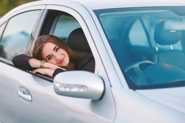 Hermosa Chica Coche — Foto de Stock