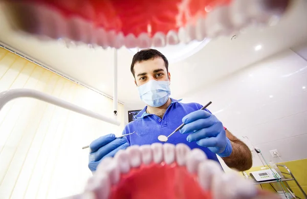 The patient at the dentist. Dental clinic. — Stock Photo, Image