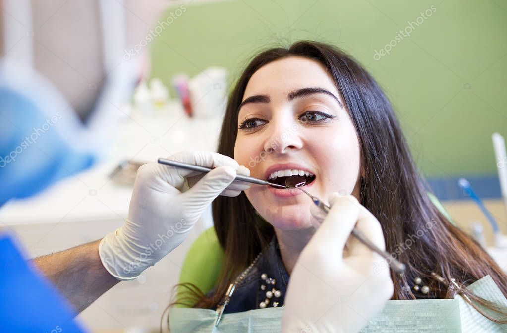 The patient at the dentist. Dental clinic.
