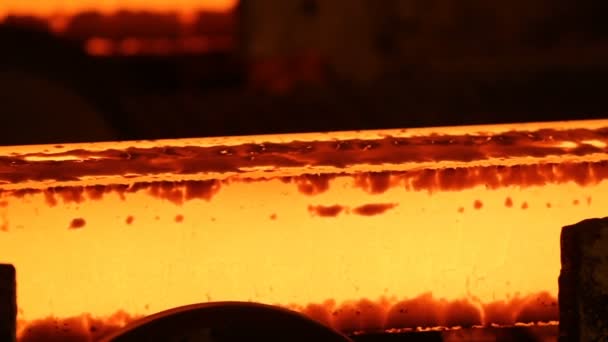 Steel Billets at Torch Cutting. Huge ironworks. — Stock Video
