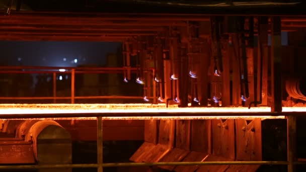 Steel Billets at Torch Cutting. Huge ironworks. — Stock Video