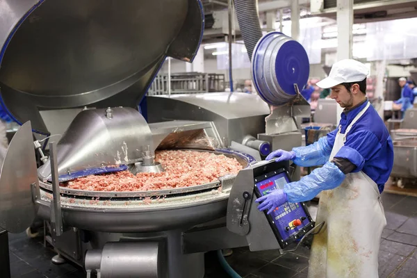 La carne nel Macinatore. l'industria della carne . — Foto Stock