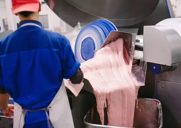 La carne nel Macinatore. l'industria della carne — Foto Stock