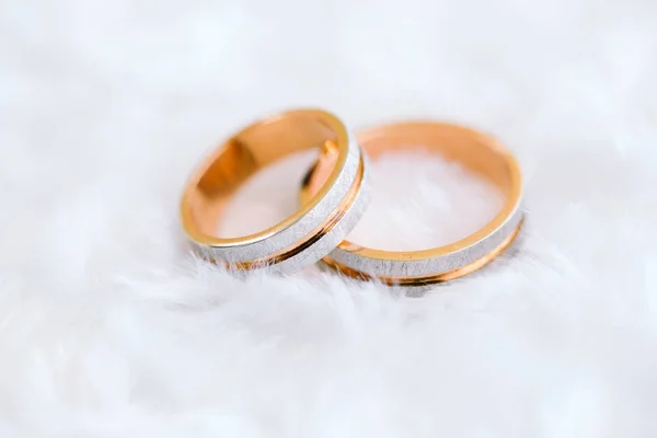 Wedding rings as a symbol of love and loyalty close up.