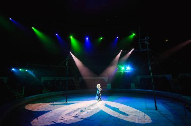 Sirk arenasında Palyaço komik performans