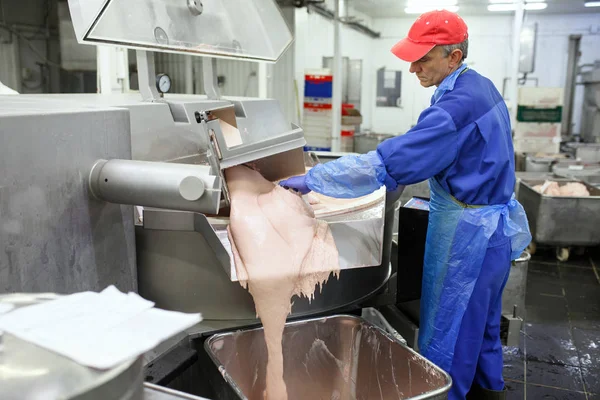 La carne nel Macinatore. l'industria della carne — Foto Stock