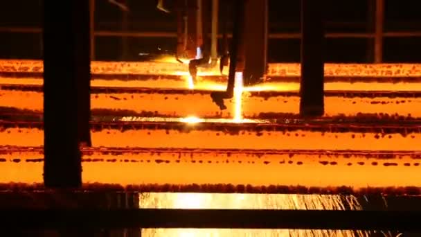 Hot billet bloom continuous casting, also called strand casting — Stock Video