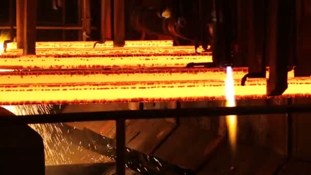 Hot billet bloom continuous casting, also called strand casting — Stock Video