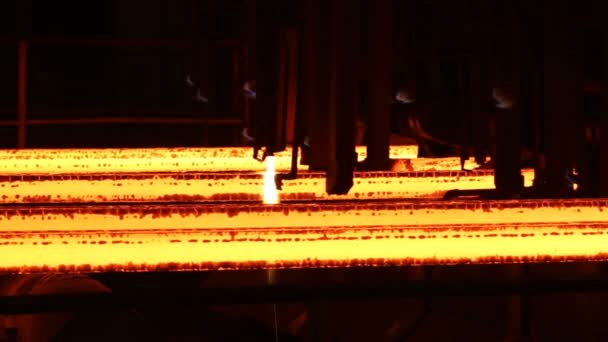 Hot billet bloom continuous casting, also called strand casting — Stock Video