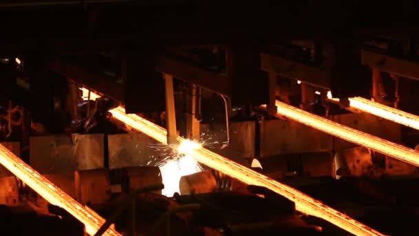 Hot billet bloom continuous casting, also called strand casting — Stock Video