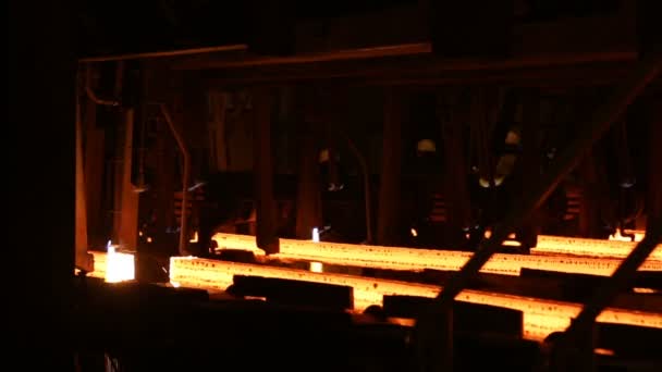 Hot billet bloom continuous casting, also called strand casting — Stock Video