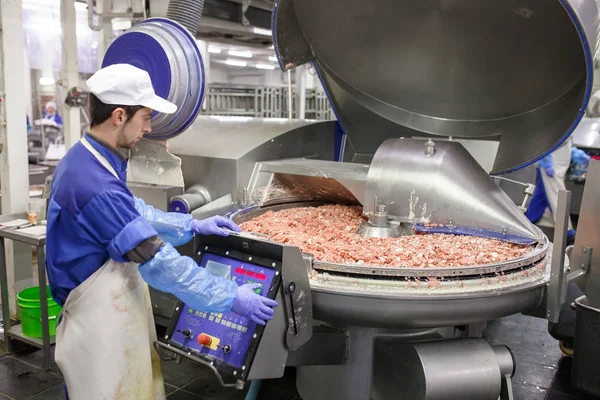 La carne nel Macinatore. l'industria della carne — Foto Stock