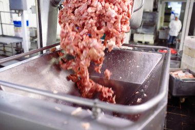 Öğütücüdeki et. Et endüstrisi..