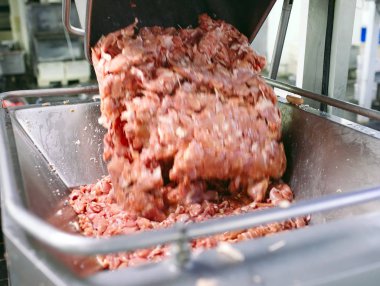 Öğütücüdeki et. Et endüstrisi..