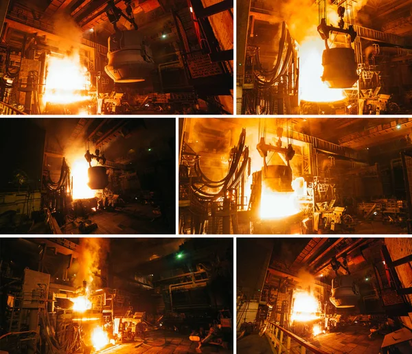 Колаж виробництва сталі в електричних печах . — стокове фото