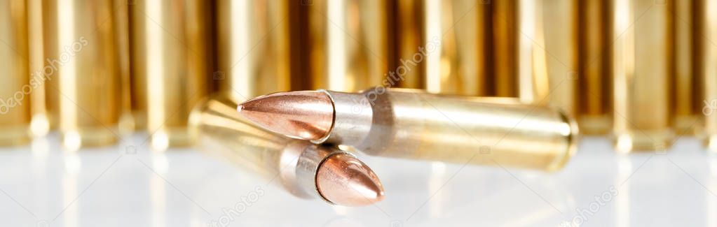 Hunting cartridges of caliber. 308 Win, weapon concept
