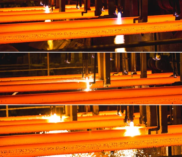 Billetes de acero en Torch Cutting. Collage de fotos . — Foto de Stock