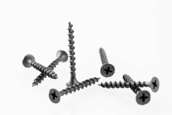 Screws still life large self tapping screws on white background. — Stock Photo, Image