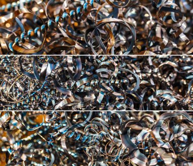 Closeup bükümlü spiral çelik talaç kolaj.