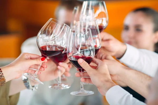 Close-up Of Friends Toasting Wineglasses At Party — Stock Photo, Image