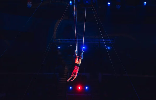 Chicas acrobacias aéreas profesionales en el Circo. — Foto de Stock