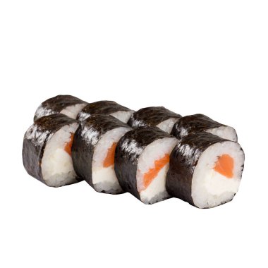 Sushi Set yakın plan beyaz arka planda izole.