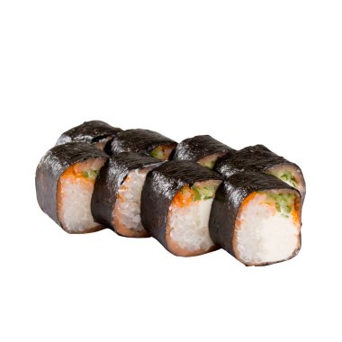 Sushi Set yakın plan beyaz arka planda izole.