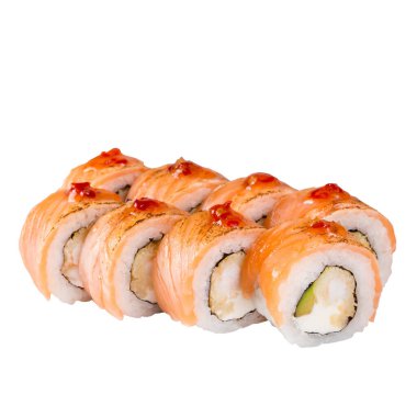 Sushi Set yakın plan beyaz arka planda izole.