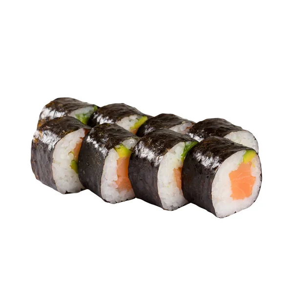 Sushi Set clos- up elszigetelt fehér alapon. — Stock Fotó