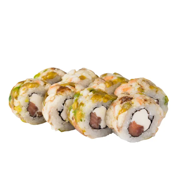 Sushi Set close-up isolé sur fond blanc. — Photo