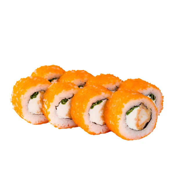 Sushi Set close-up geïsoleerd op een witte achtergrond. — Stockfoto