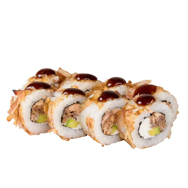 Sushi Set close-up geïsoleerd op een witte achtergrond. — Stockfoto