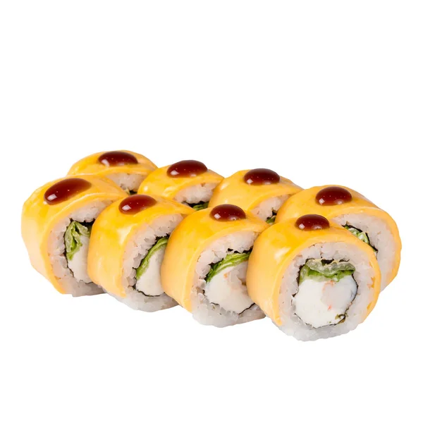 Sushi Set close-up isolé sur fond blanc. — Photo