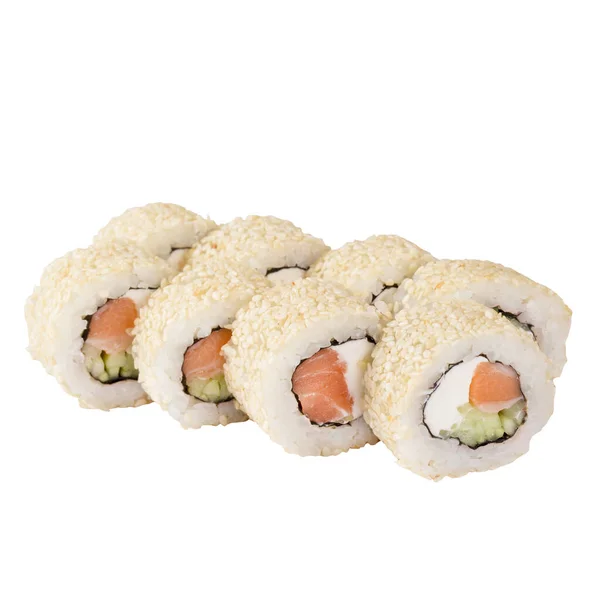 Sushi Set clos- up elszigetelt fehér alapon. — Stock Fotó