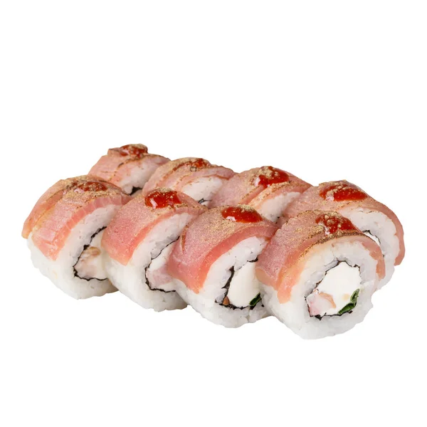 Sushi Set detailně izolované na bílém pozadí. — Stock fotografie