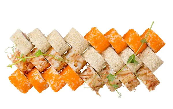 Large sushi set isolated on white background. — Stock Photo, Image