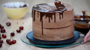 Pudra çikolata kek üzerine dökülen..