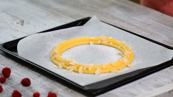 The Process of Making Paris Brest. — Stock Video