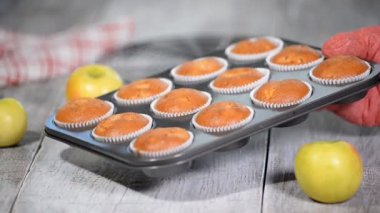 Elma ile taze pişmiş kek.