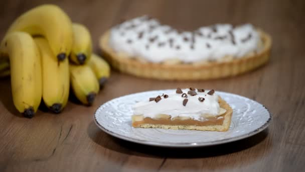 Tarte Banane Sur Fond Bois — Video