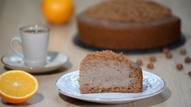 Un trozo de pastel casero . — Vídeos de Stock