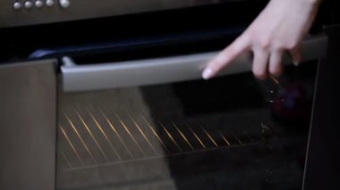 Pasta pişirme hazırlık. Tart formla fırına koyarak kadın pudra.