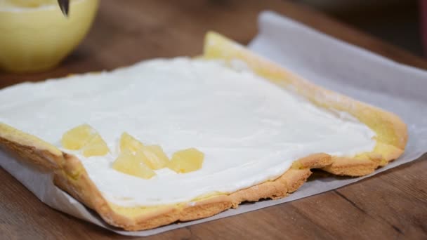 Faire Gâteau Sucré Avec Ananas Processus Cuisson — Video