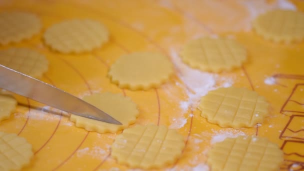 Förbereda cookies för bakning. Processen med att arbeta i köket. — Stockvideo