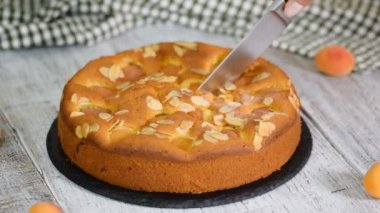 Güzel ve nefis taze ev yapımı ve sağlıklı kayısı kek.