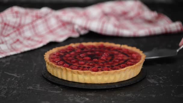 Tarte aux baies avec crème anglaise et gelée. — Video