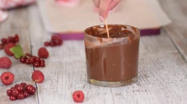 Çikolata jöleli fındıklı dondurma. Çikolata kaplı dondurma..